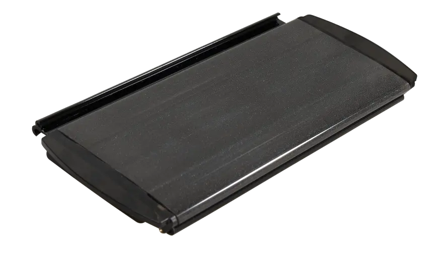Aquadeck polycarbonaat solar lamel Graphite met donker getinte bovenzijde en eindkap