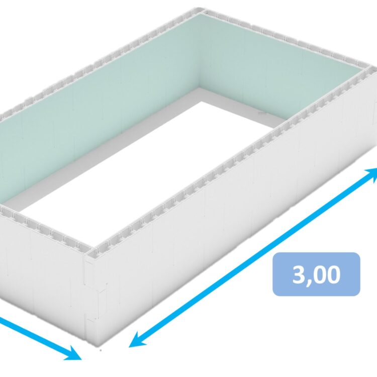 Blokkenset zwembad 3.00 x 2.00 x 1.50 meter