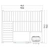 Massief houten saunacabine Basic 195x156 tekening