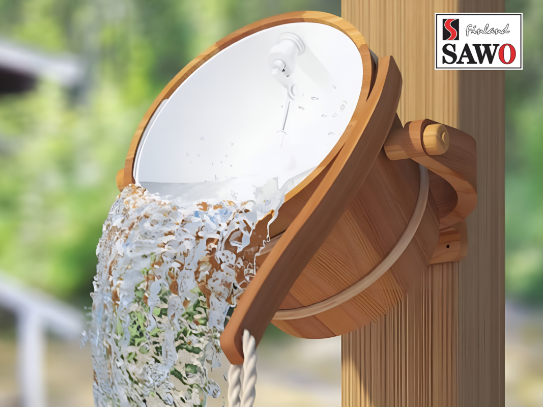 Sauna stort emmer, ceder met water