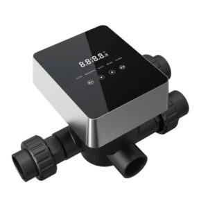 Aquagem iWash Pro-S automatisch terugspoelventiel, schuin vooraanzicht met display en 63 mm aansluitingen