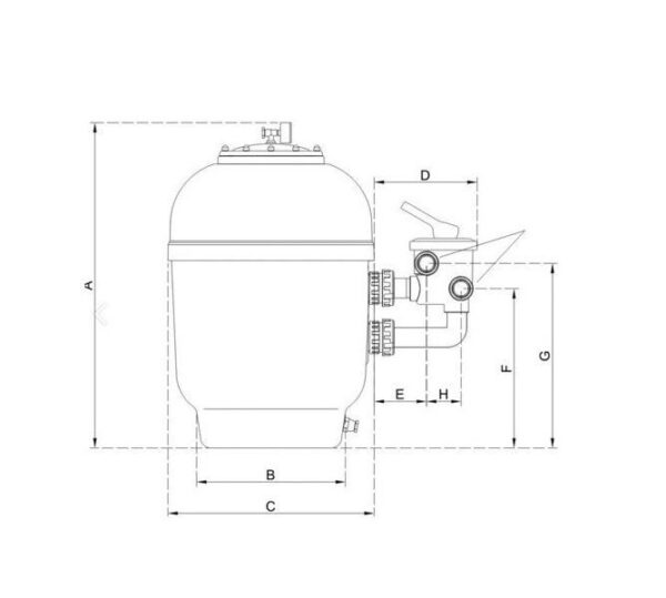 PPG 30" Sidemount zwembad filter ø 760 mm - Afbeelding 2